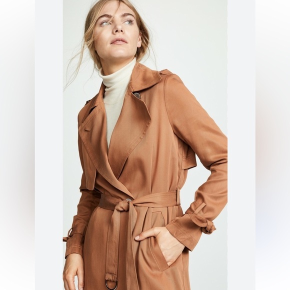 SOIA & KYO revolve Nousha Tailored Coat Size SM tencel brown tan - Picture 2 of 13